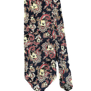 VTG Balancine Inc Disney Mickey Mouse Paisley 100% Silk Neck Tie Blue Red 90s